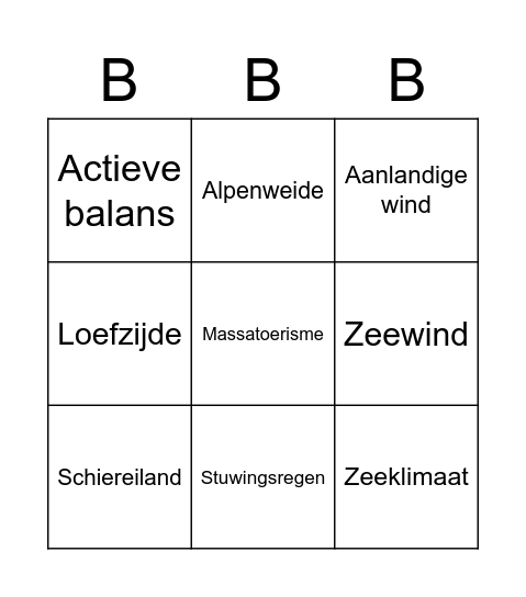 Brugklas Begrippen Bingo Card
