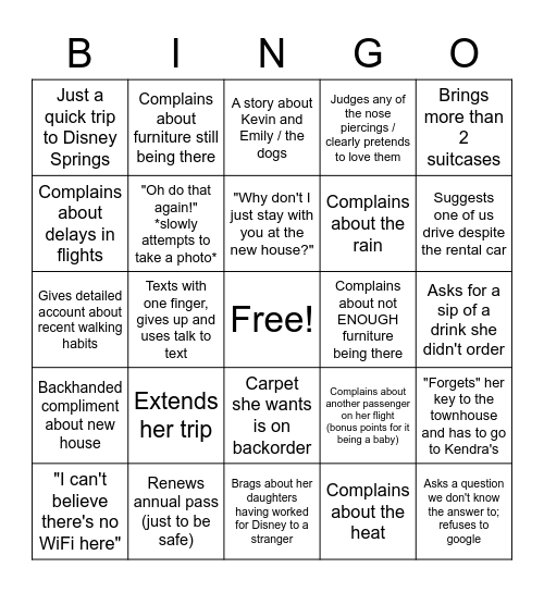 Hurricane Dawn Bingo Card