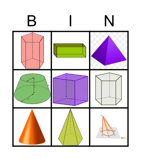 Formas e Sólidos Geométricos Bingo Card
