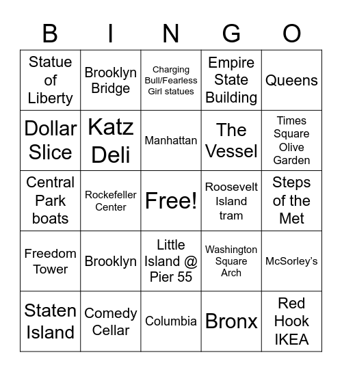 Rob ❤️‘s NY Bingo Card