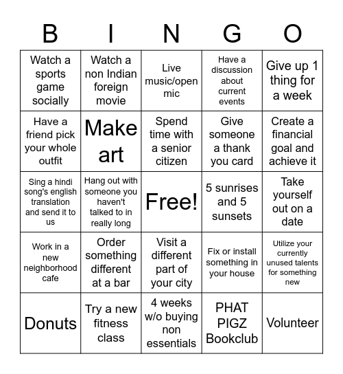 2020 Bingo Card