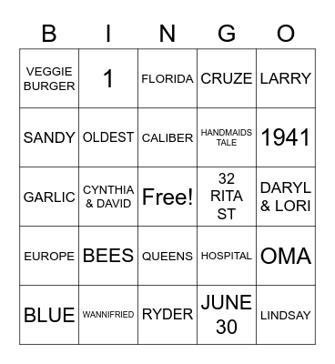 GRANDMA TURNS 80 Bingo Card