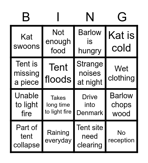 Kat Barlow Bingo Card