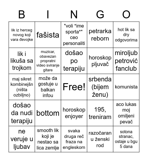 Tinder Bingo Card