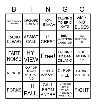 AFTERNOONS Bingo Card