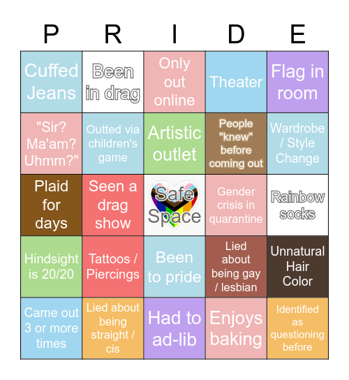 Alphabet Pride Bingo Card