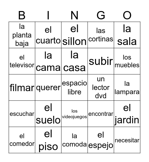 En La Casa Bingo Card