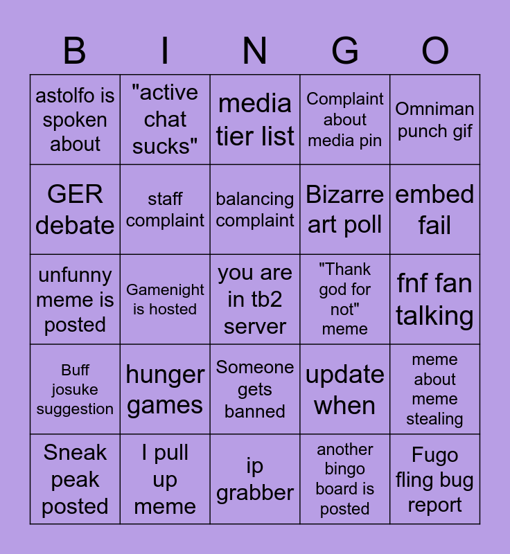 TB2 Discord Bingo (Tobi) Bingo Card