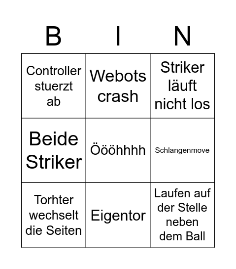 Sweaty Bingo Card