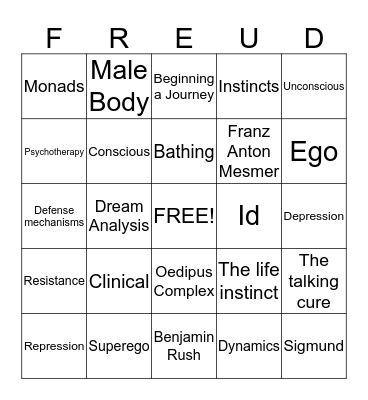 FREUD Bingo Card