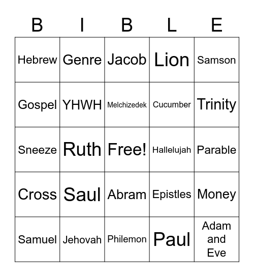 Bible Bingo! Bingo Card