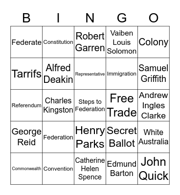 Federation Bingo Card