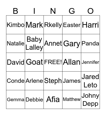 Untitled Bingo Card