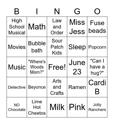 SHATIERA BINGO Card
