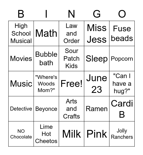 SHATIERA BINGO Card