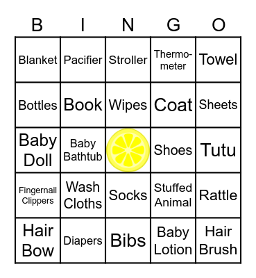 Baby Shower Bingo Card