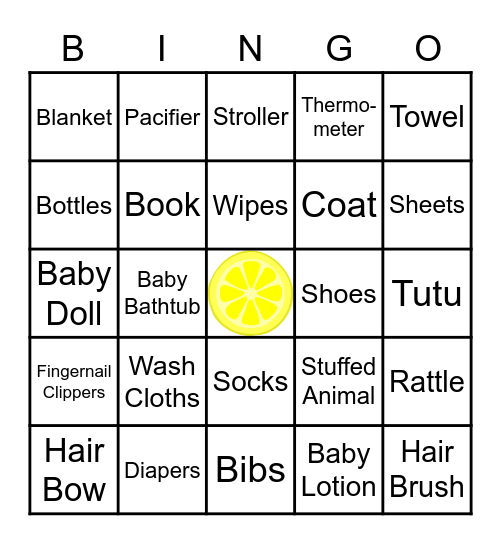 Baby Shower Bingo Card