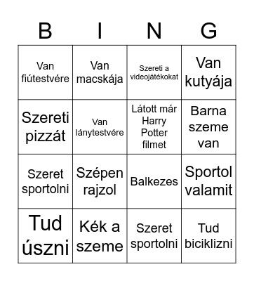 Keress valakit, aki... Bingo Card