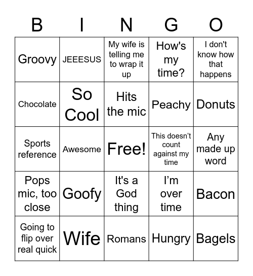 Pastor Bingo Card