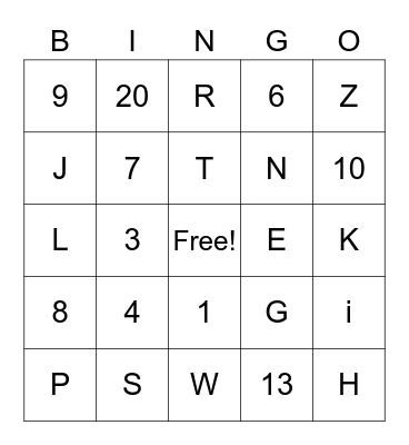 ASL Bingo Card