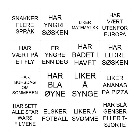 FINN NOEN SOM... Bingo Card