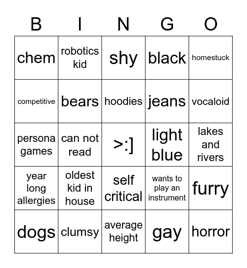 JB Bingo Card