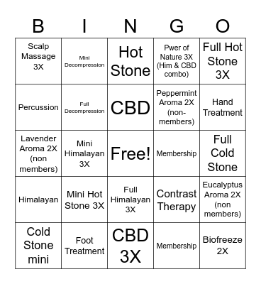 Enhancement Bingo Card