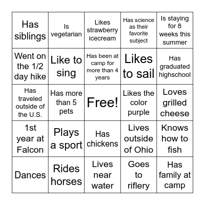 Human Bingo Card