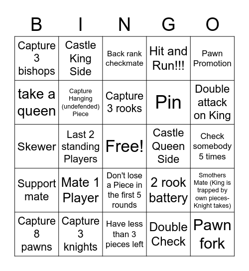 Chess Bingo Card