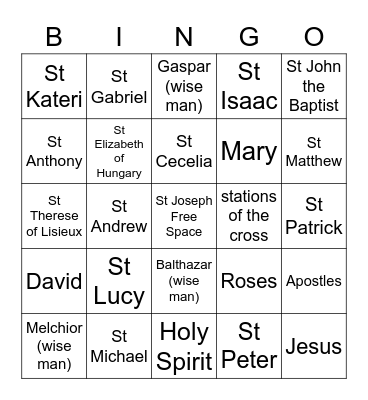 Saints Bingo Card