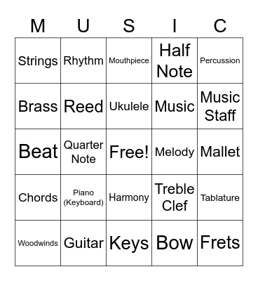 Instrument Sampler Bingo Card