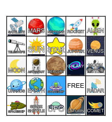 OOutUTER SPACE BINGO Card