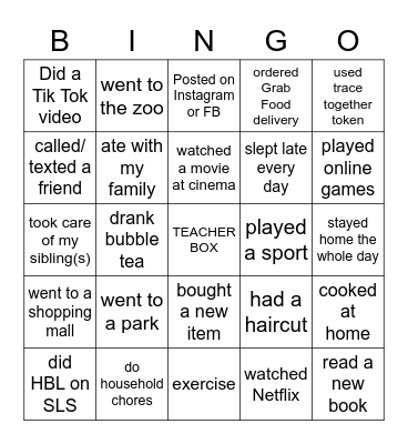 Welcome Back to School! Bingo Card