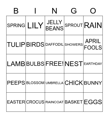 April Showers Bingo Card