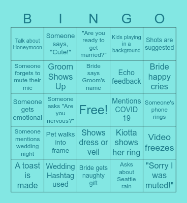Play along during the Zoom Party! Bingo Card
