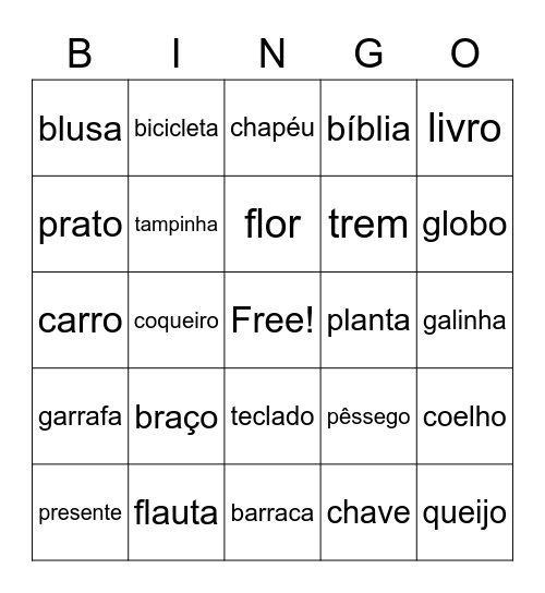 Bingo de palavras Bingo Card