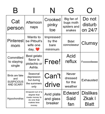 Mina's bingo Card