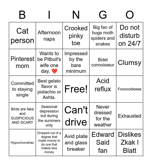 Mina's bingo Card