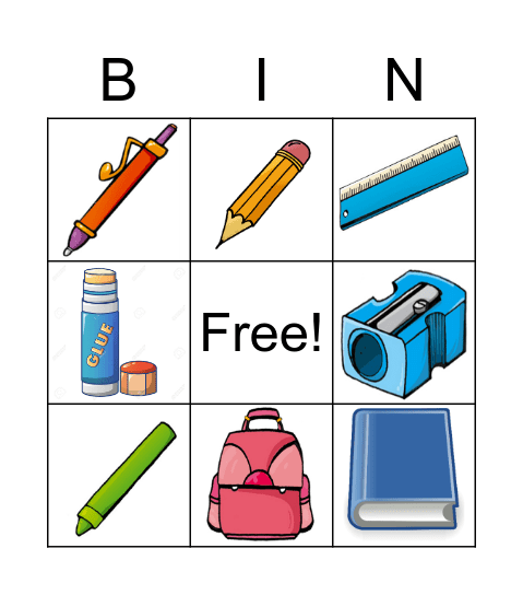 classroom objects Bingo Card