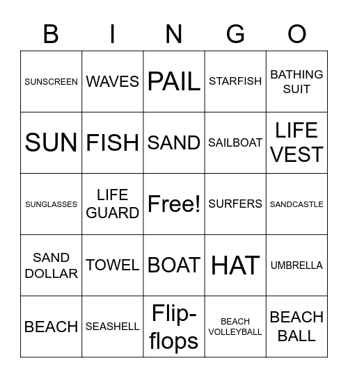 Beach Blanket BINGO Card