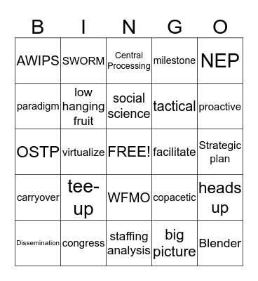 OCOS Bingo Card