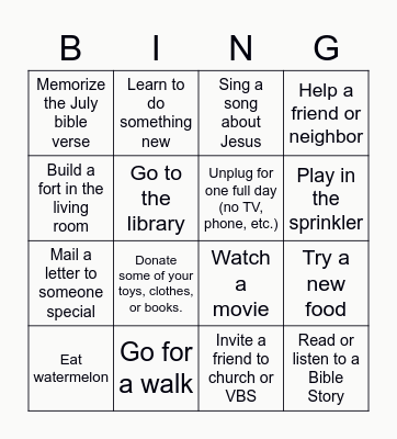 SUMMER BINGO Card