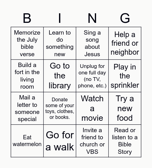 SUMMER BINGO Card