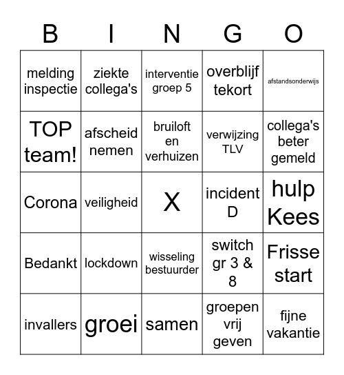 Afsluiting schooljaar Bingo Card