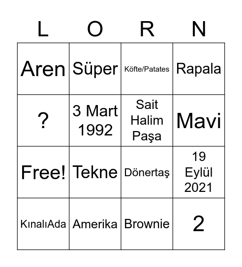 LOR-INGO Bingo Card