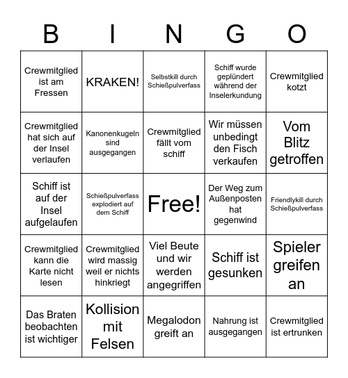 Sea of thieves (GER) Bingo Card