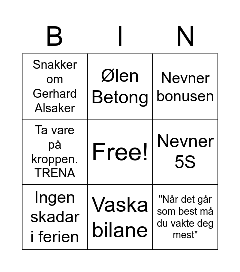 BØV's Tale bingo Card