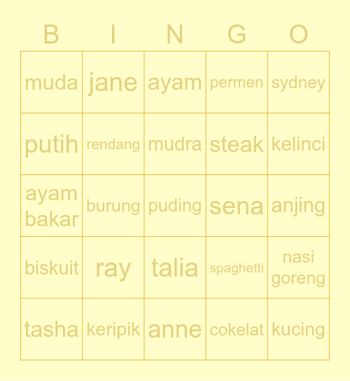 ray's bingo Card