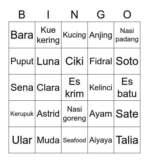 TITUTUTUTUT Bingo Card