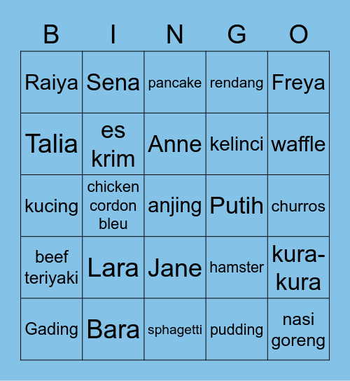PUNYA LARA Bingo Card